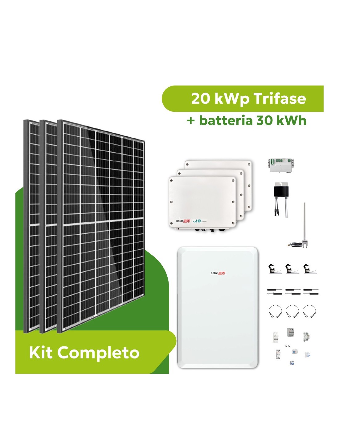 Kit Fotovoltaico Kwp Trifase Solaredge Con Accumulo Kwh