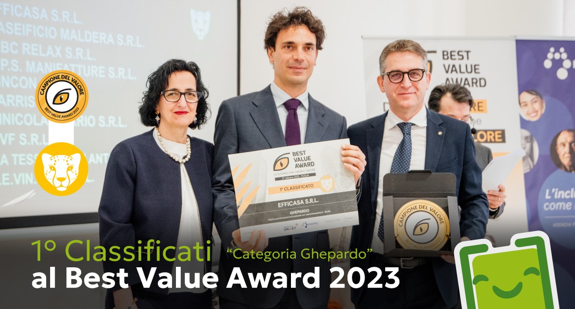 Efficasa al primo posto al Best Value Award Puglia 2023