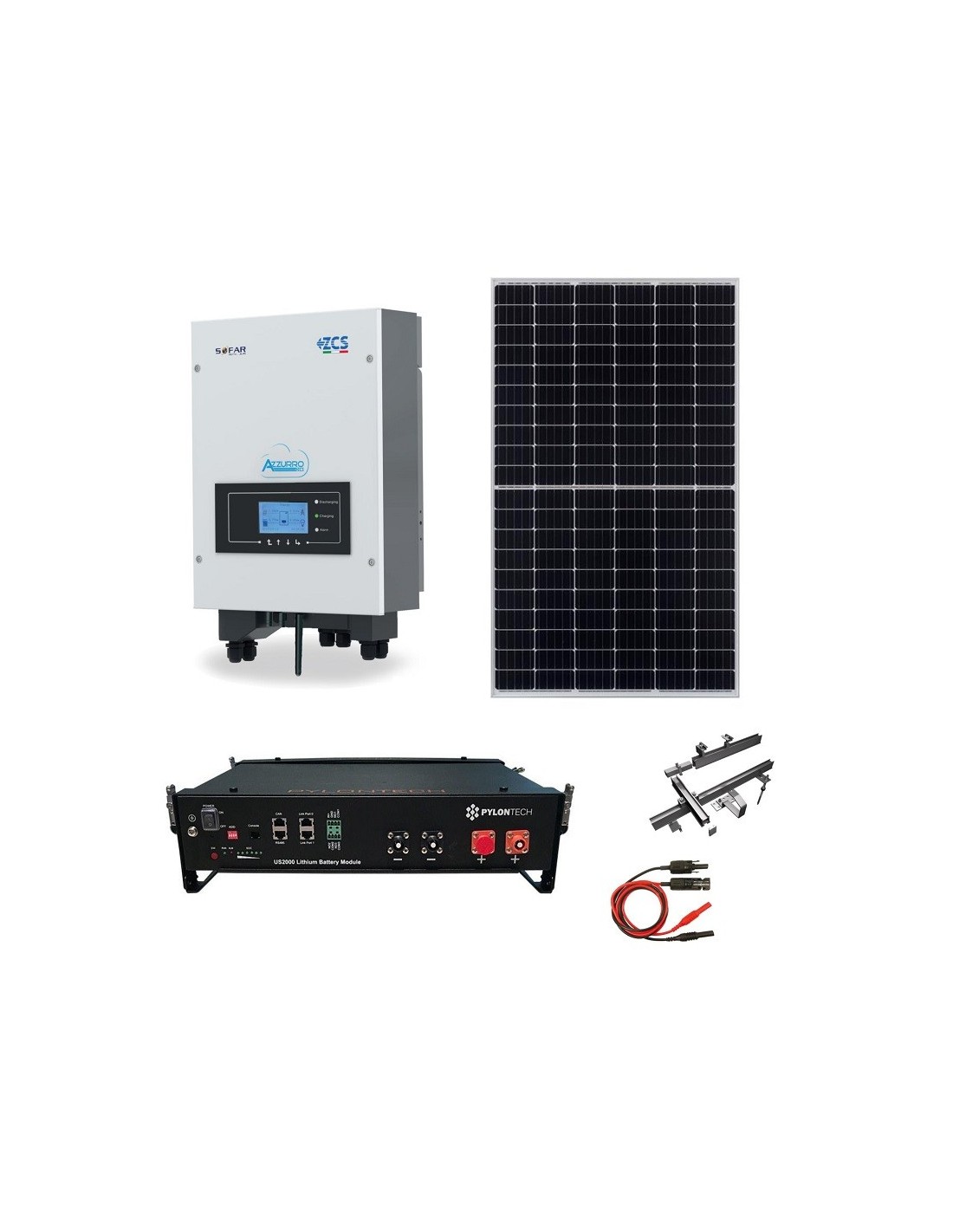 Kit Fotovoltaico 3 kW con Batteria d'Accumulo Pylontech e Inverter ZCS