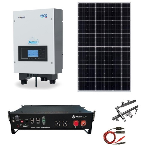 Kit Fotovoltaico 6 kWp con Batteria d'Accumulo Pylontech e Inverter Ibrido Azzurro ZCS HYD 6000-ES Kit Fotovoltaico 6 kWp con Batteria d'Accumulo Pylontech e Inverter Ibrido Azzurro ZCS HYD 6000-ES