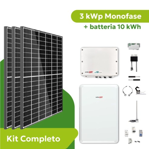 Kit Fotovoltaico 3 kWp Monofase SolarEdge con Accumulo 10kWh