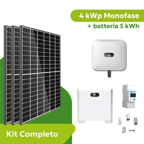 Kit Fotovoltaico 4 kWp Monofase Huawei con Accumulo 5 kWh