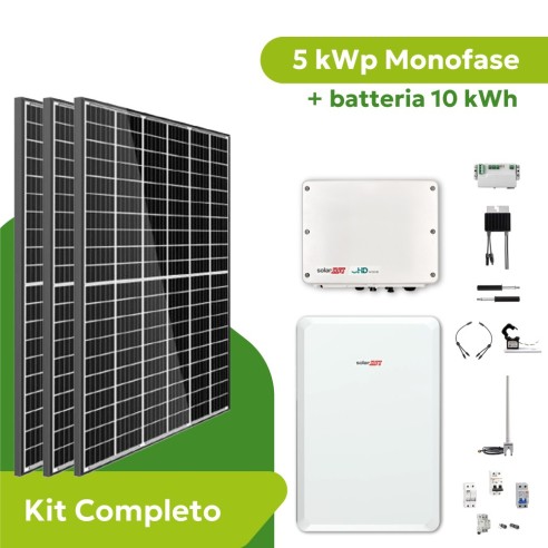 Kit Fotovoltaico 5 kWp Monofase SolarEdge con Batteria 10 kWh