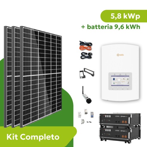 Kit Fotovoltaico 5,8 kWp con Accumulo 9,6 kWh con Inverter Solis e Batterie Pylontech