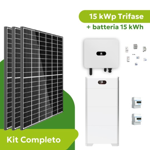 Kit Fotovoltaico 15 kWp Trifase Huawei con Accumulo 15 kWh