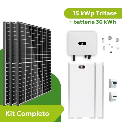 Kit Fotovoltaico 15 kWp Trifase Huawei con Accumulo 30 kWh