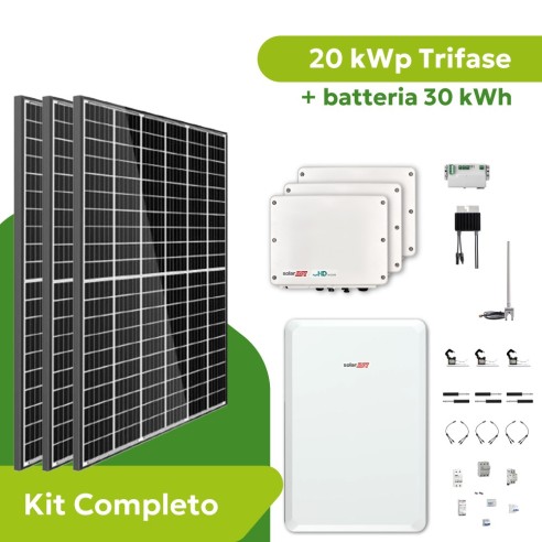 Kit Fotovoltaico 20 kWp Trifase SolarEdge con Accumulo 23 kWh