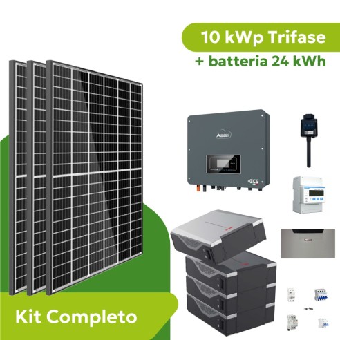 Kit Fotovoltaico 10 kWp Trifase Zucchetti ZCS Azzurro con Accumulo 24 kWh