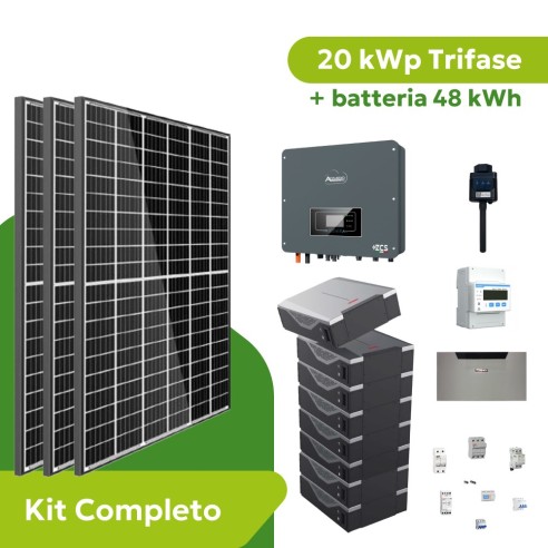 Kit Fotovoltaico 20 kWp Trifase Zucchetti ZCS Azzurro con Accumulo 48 kWh