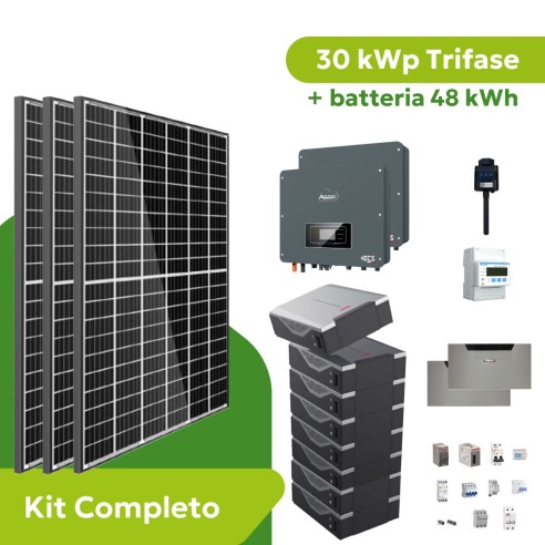 Kit Fotovoltaico 30 kWp Trifase Zucchetti ZCS Azzurro Con Accumulo 48 kWh