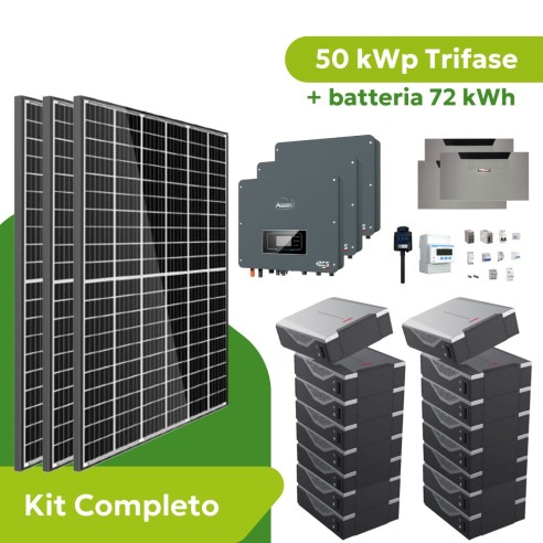 Kit Fotovoltaico 50 kWp Trifase Zucchetti ZCS Azzurro con Accumulo 72 kWh