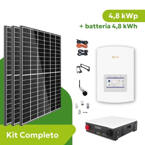 Kit Fotovoltaico 4,8 kWp con Accumulo 4,8 kWh con Inverter Solis e Batterie Dyness