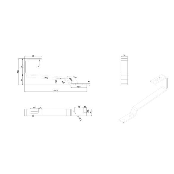 Staffa Fissa Tegola Piana spessore 5 mm in Confezione da 15 pz