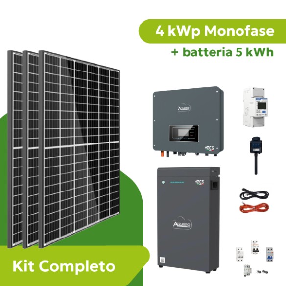 Kit Fotovoltaico 4 kWp Monofase ZCS Azzurro Zucchetti con Accumulo 5 kWh