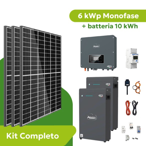 Kit Fotovoltaico 6 kWp Monofase ZCS Azzurro Zucchetti con Accumulo 10 kWh