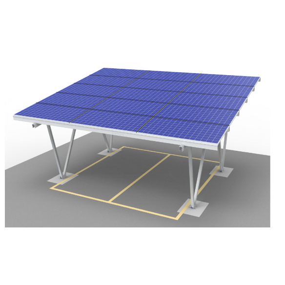 Carport Pensilina Parcheggio per Fotovoltaico in Alluminio 2 Stazioni 15 Moduli