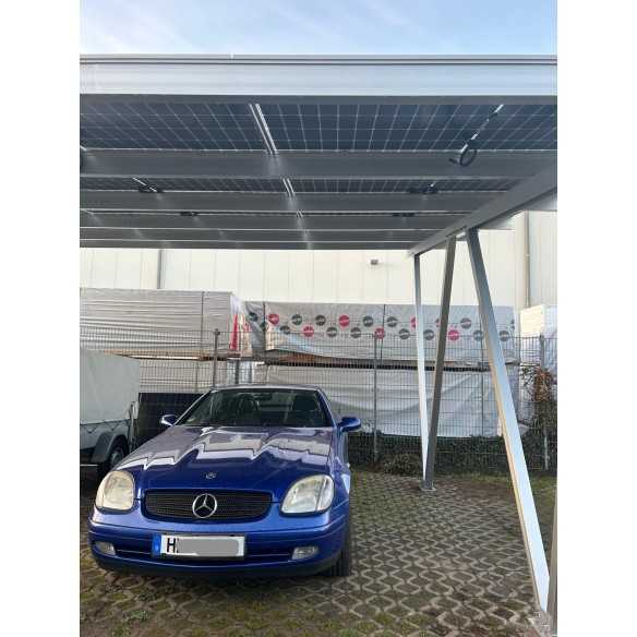 Carport Pensilina Parcheggio per Fotovoltaico in Alluminio 2 Stazioni 15 Moduli