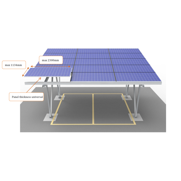 Carport Pensilina Parcheggio per Fotovoltaico in Alluminio 2 Stazioni 15 Moduli - Antracite