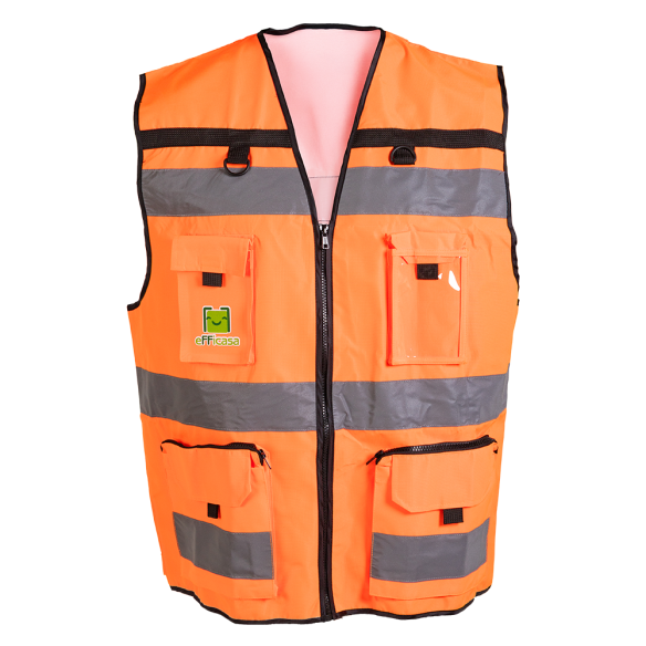 Gilet Alta Visibilità con Tasche Arancione Efficasa