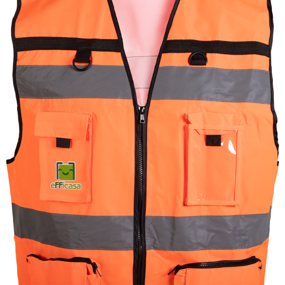 Gilet Alta Visibilità con Tasche Arancione Efficasa